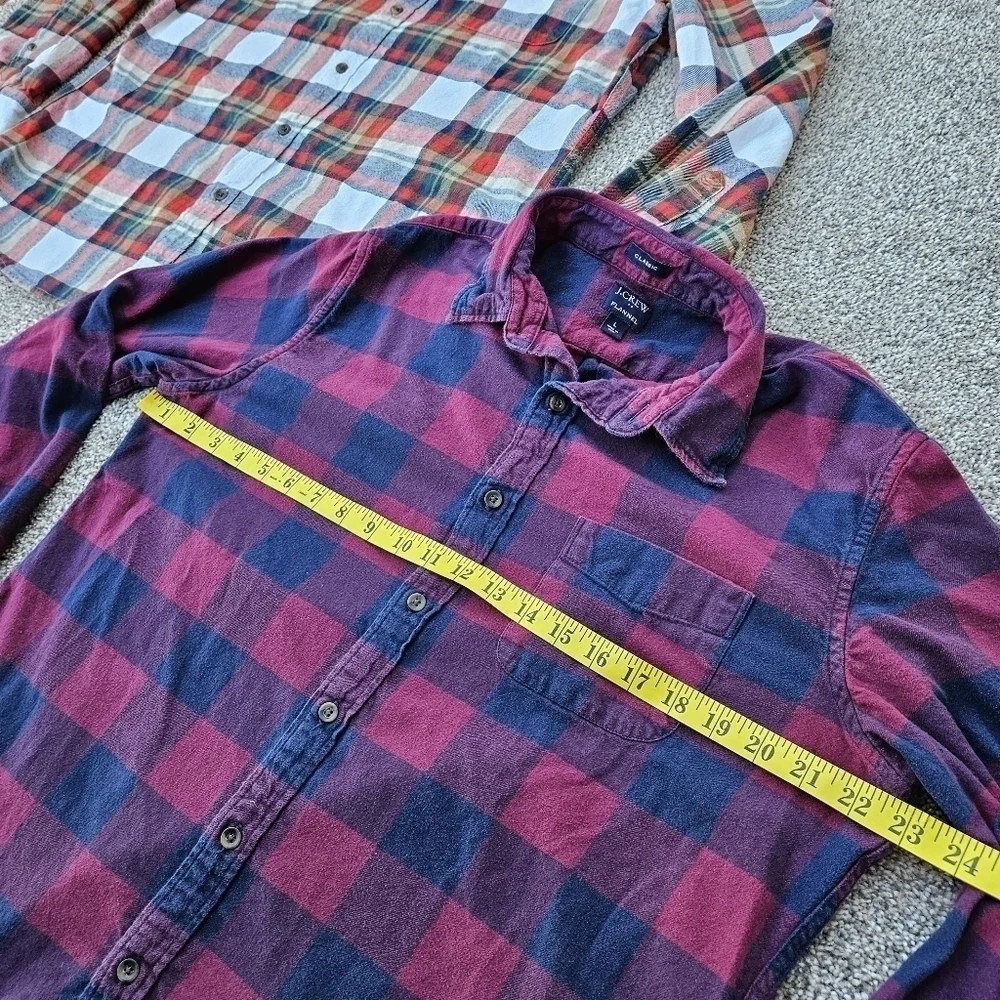 J.Crew Mercantile Classic Fit Long-Sleeve Flannel Red Plaid Shirt LOT Mens Large